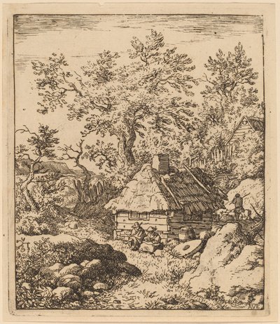 Landschaft mit Mühlstein in der Nähe eines Fasses, wahrscheinlich ca. 1645-1656 von Allart van Everdingen