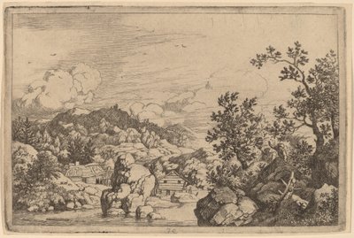 Großer Felsen, der aus einem Fluss ragt, wahrscheinlich ca. 1645-1656 von Allart van Everdingen