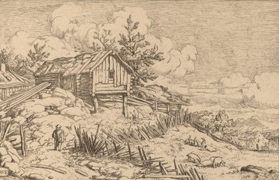 Mann nahe dem Eingang einer ruinösen Hecke, wahrscheinlich um 1645-1656 von Allart van Everdingen