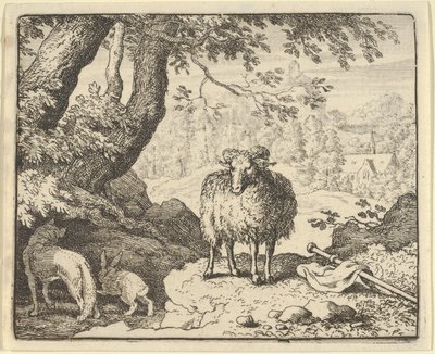 Renard überzeugt den Hasen, seinen Bau zu betreten, und tötet ihn von Allart van Everdingen
