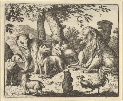 Renard entlastet sich von seinen Verbrechen vor dem Löwen, 1650-75 von Allart van Everdingen