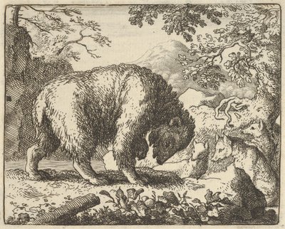 Renard verspricht dem Bären, ihn zu einem Ort zu bringen, wo er Honig findet, 1650-75 von Allart van Everdingen
