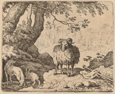 Reynard kehrt nach Hause zurück, begleitet von dem Widder und dem Kaninchen von Allart van Everdingen