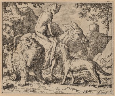 Reynard sitzt auf dem Esel, wahrscheinlich ca. 1645-1656 von Allart van Everdingen