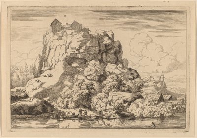 Fluss am Fuße eines hohen Felsens von Allart van Everdingen