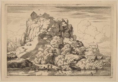 Fluss am Fuße eines hohen Felsens von Allart van Everdingen