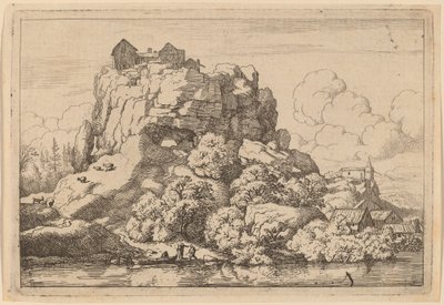 Fluss am Fuße eines hohen Felsens von Allart van Everdingen