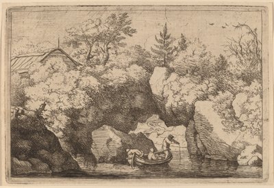 Boot unter einem gespaltenen Felsen, wahrscheinlich ca. 1645-1656 von Allart van Everdingen