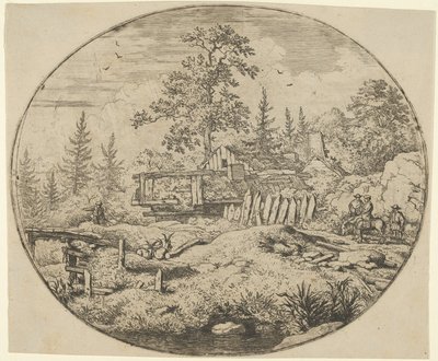 Die Landschaft mit der Holzbrücke von Allart van Everdingen
