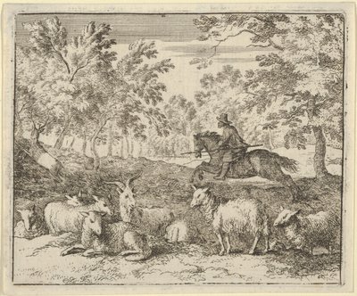 Der Hirte zu Pferd jagt den Hirsch von Allart van Everdingen