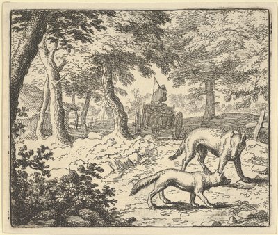 Der Wolf beschuldigt Renard, die gestohlenen Fische gegessen zu haben, 1650-75 von Allart van Everdingen