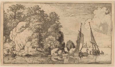 Zwei Boote auf einem breiten Fluss, wahrscheinlich ca. 1645-1656 von Allart van Everdingen
