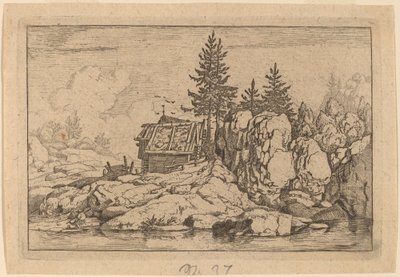 Zwei Tannen bei Hütten von Allart van Everdingen