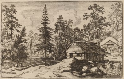 Frau in einer Flusslandschaft, die auf ein Boot schaut, wahrscheinlich um 1645-1656 von Allart van Everdingen