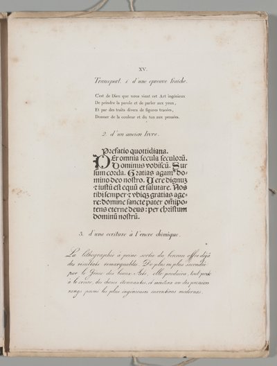 Die Kunst der Lithographie: Buchstaben drucken, Platte XV von Alois Senefelder