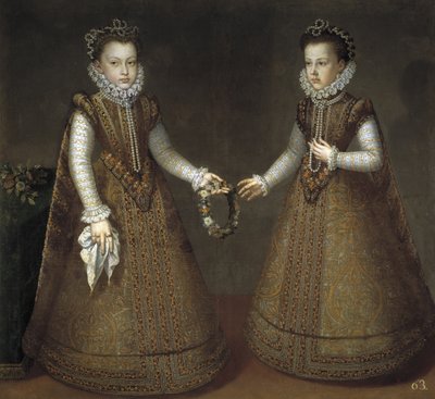 Die Infantinnen Isabel Clara Eugenia 1566-1633 und Catherine Michelle von Spanien 1567-1597, ca. 1575 von Alonso Sánchez Coello