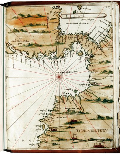 Karte von Mittelamerika und Peru von Alonso de Santa Cruz