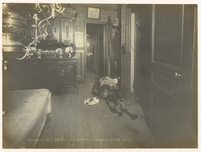 Ansicht des Speisesaals, wo die Leiche entdeckt wurde von Alphonse Bertillon