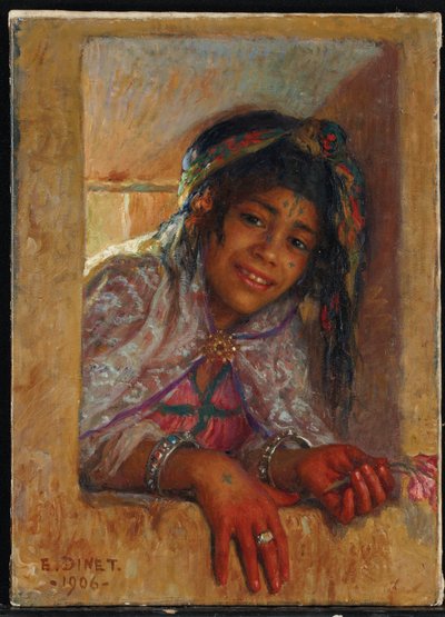 Mädchen am Fenster von Alphonse Etienne Dinet