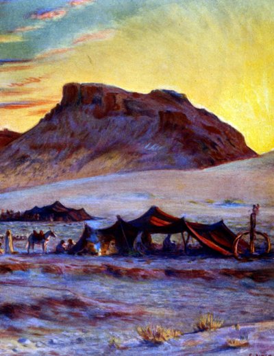 Gruppe arabischer Nomaden in der Wüste. von Nasreddine Dinet (Alphonse-Étienne Dinet). 1861 – 1929. ein französischer Orientalist Maler 1918 von Alphonse Etienne Dinet