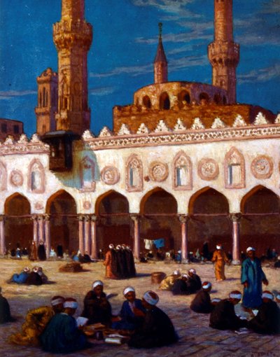 Illustration von Gelehrten und Studenten, die an der Al-Azhar-Universität studieren. Von Nasreddine Dinet (Alphonse-Étienne Dinet) von Alphonse Etienne Dinet