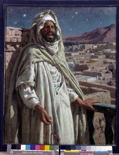 Der Muezzin, ein Mitglied der Moschee, der zum Gebet ruft von Alphonse Etienne Dinet