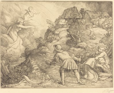 Allegorie des Bauern und des Glücks: Allegorisches Thema von Alphonse Legros