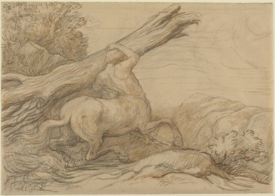 Zentaur, der einen Baumstamm trägt von Alphonse Legros