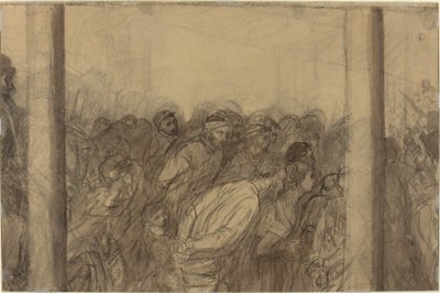 Menschenmenge zwischen zwei Säulen gesehen (verso) von Alphonse Legros