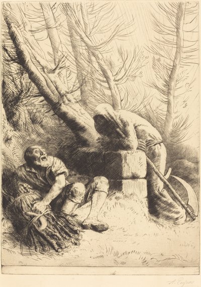 Der Tod und der Holzfäller, 4. Platte La mort et le bucheron von Alphonse Legros