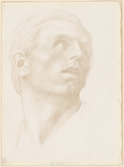Kopf eines Mannes, der nach rechts oben schaut von Alphonse Legros