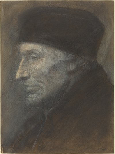 Kopf eines Mannes mit Schädeldecke von Alphonse Legros