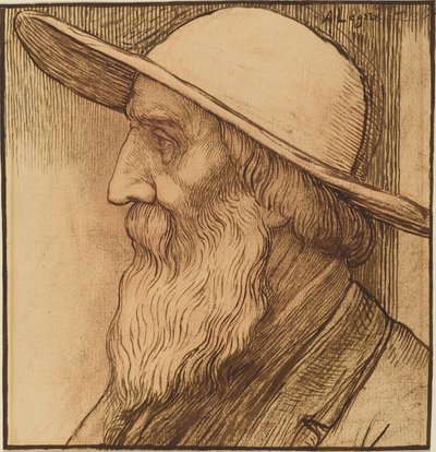 Kopf eines alten Mannes mit breitkrempigem Hut von Alphonse Legros
