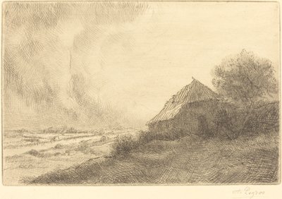 Hütte auf einem Hügel (Masure sur la colline) von Alphonse Legros