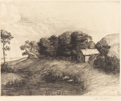 Landschaft mit Teich von Alphonse Legros