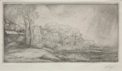 Landschaft mit zwei Bäumen von Alphonse Legros