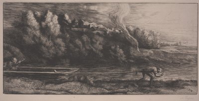 Landschaft mit Boot von Alphonse Legros