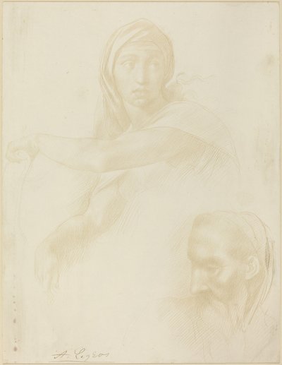 Studie der delphischen Sibylle, Kopf eines Mannes von Alphonse Legros
