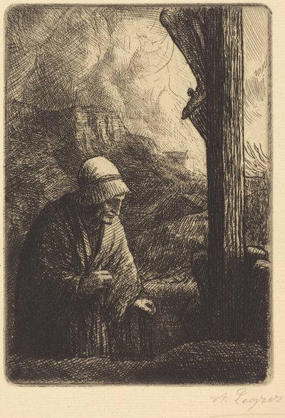 Frau am Fuße des Kreuzes von Alphonse Legros