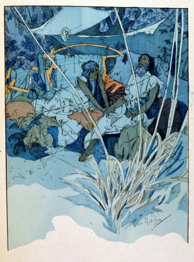 Illustration von Alphonse Mucha aus "Rama", einem Gedicht in drei Akten von Paul Verola. ca. 1898. Mucha (1860 – 1939) war ein tschechischer Jugendstilmaler von Alphonse Mucha