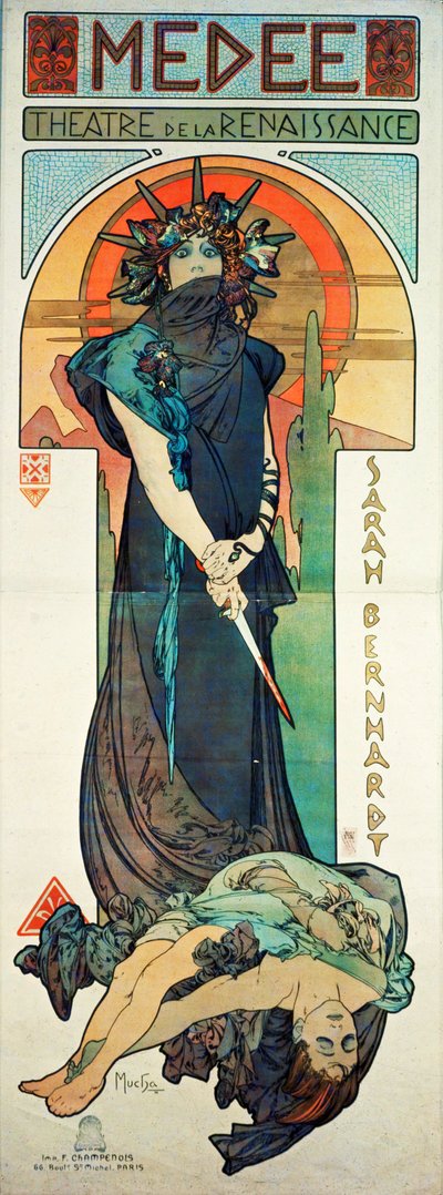 Medea, mit Sarah Bernardt von Alphonse Marie Mucha