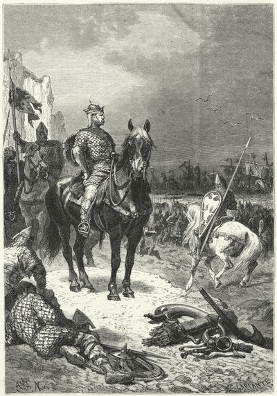 Landung der normannischen Flotte von Robert Guiscard auf Sizilien von Alphonse Marie de (after) Neuville