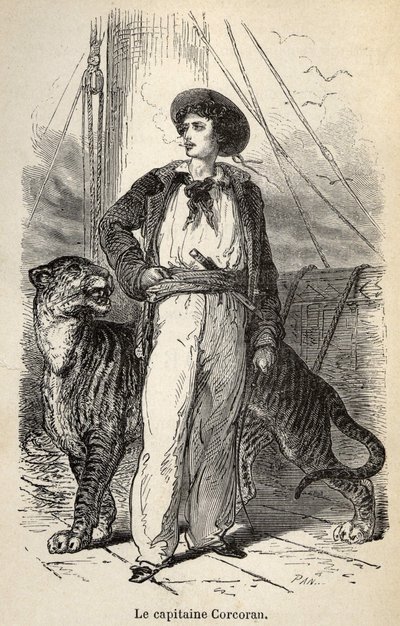 Illustration der „Wunderbaren aber authentischen Abenteuer von Kapitän Corcoran“ von Alfred Assollant, illustriert mit 25 Vignetten, die von A. de Neuville auf Holz gezeichnet wurden, Librairie Hachette et Cie in Paris von Alphonse Marie de Neuville