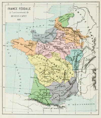 Karte von Frankreich im Jahr 987 (Gravur) von Alphonse Marie de Neuville
