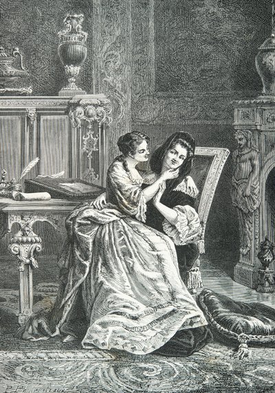 Marie Adelaide de Savoie mit Madame de Maintenon (Gravur) von Alphonse Marie de Neuville