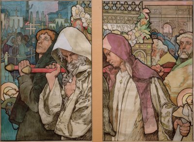 A. Mucha, Fenster von St. Veit in Prag / Karton 1931 von Alphonse Mucha