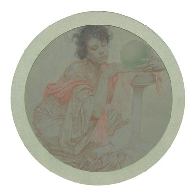 Wahrsagerin mit Kristallkugel von Alphonse Mucha