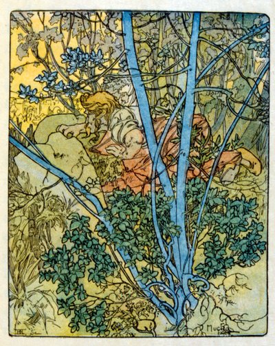 Illustration von Alphonse Mucha aus "Clio", einem Werk des französischen Autors Anatole France. 1900. Mucha (1860–1939) war ein tschechischer Jugendstilmaler von Alphonse Mucha