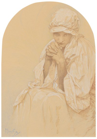 Porträt von Jaroslava, der Tochter des Künstlers von Alphonse Mucha