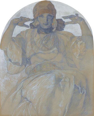 Porträt der Tochter des Künstlers, Jaroslava, ca. 1924 von Alphonse Mucha